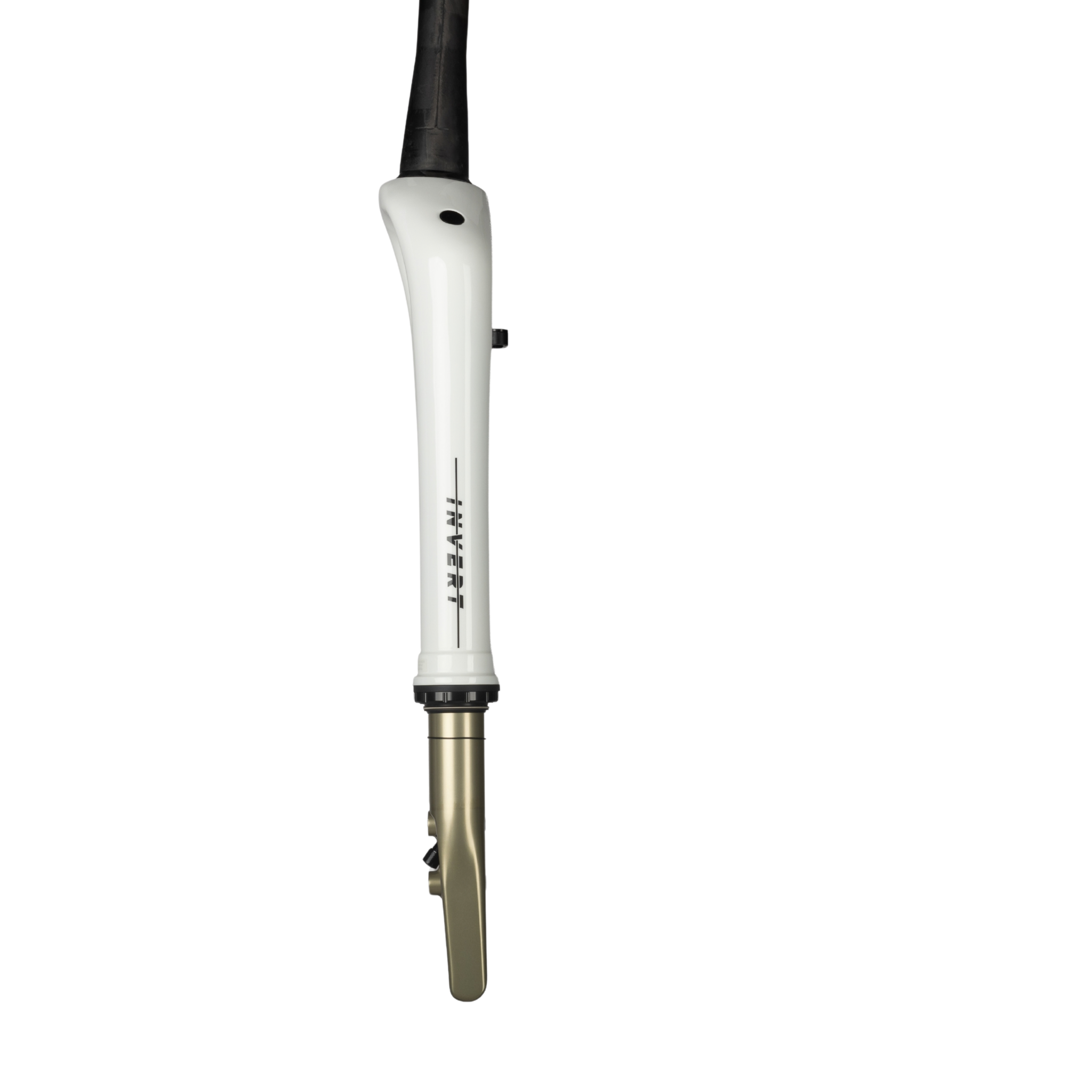 Cane Creek Invert Tuxedo fork in profile, Invert lettering on the white upper